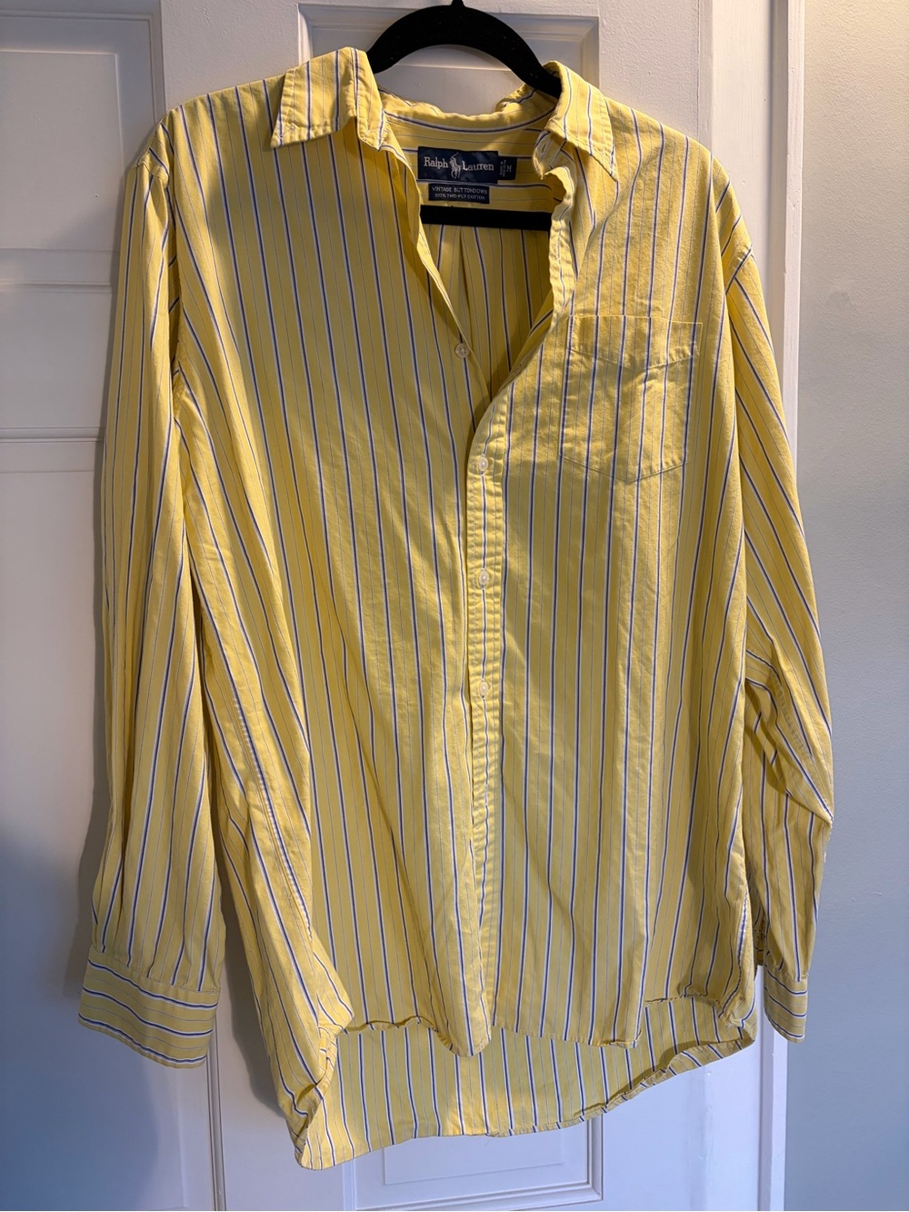 Ralph Lauren Yellow Button-Down Shirt with Blue & White Stripes